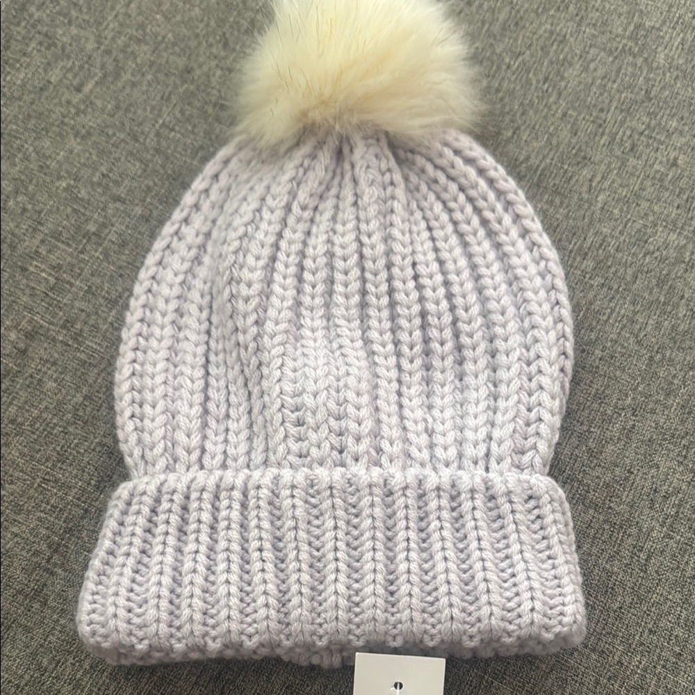 NWT Loft Light Purple Cozy Knit Beanie with Pom Pom